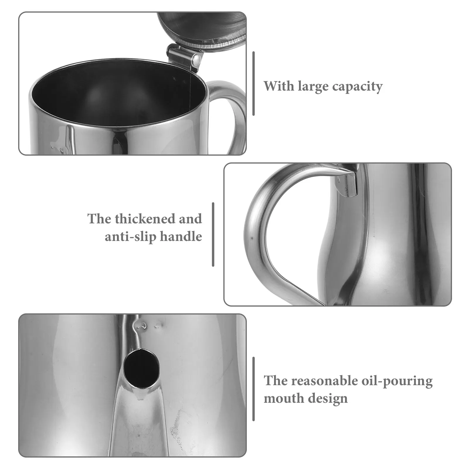 

Stainless Steel Container Grease Storage Can Dispenser For Kitchen Cooking Storage Bottle Anti-Slip Handle Multi-Function Grease