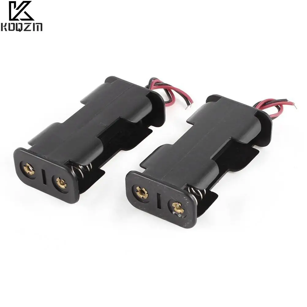 1pc Black Plastic 2 X AA 3V 5# Battery Cell Case Holder W Wired