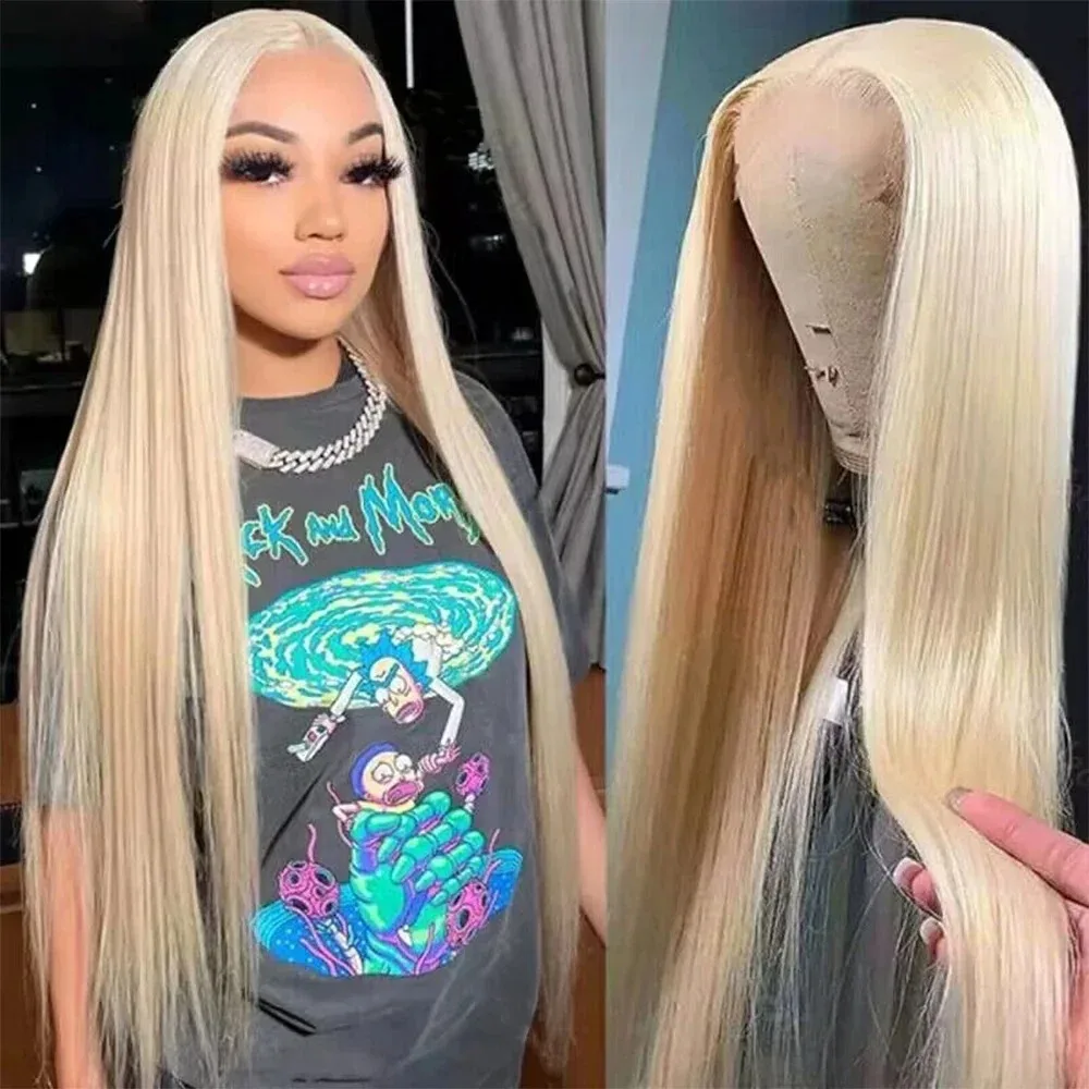 180 Density Straight Human Hair Brazilian 613 Honey Blonde 30 40 Inch 13x6 lace Front Wigs 13x4 HD Transparent Lace Frontal Wig