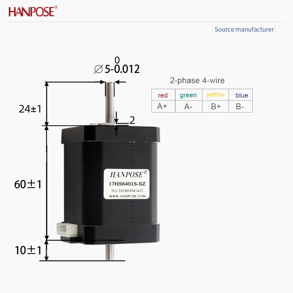 NEMA17 Dual Axis Stepper Motor 0.7N.m 1.5A 17HS6401S-SZ 3D Printing High Precision And Fast Speed Operation for CNC Machines