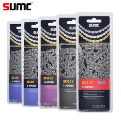 SUMC Bicycle Chains 8 9 10 11 12 Speed 116 Link MTB Road Bike Chains 8V 9V 10V 11V 12V Half Hollow for SHIMANO SRAM Campagnolo