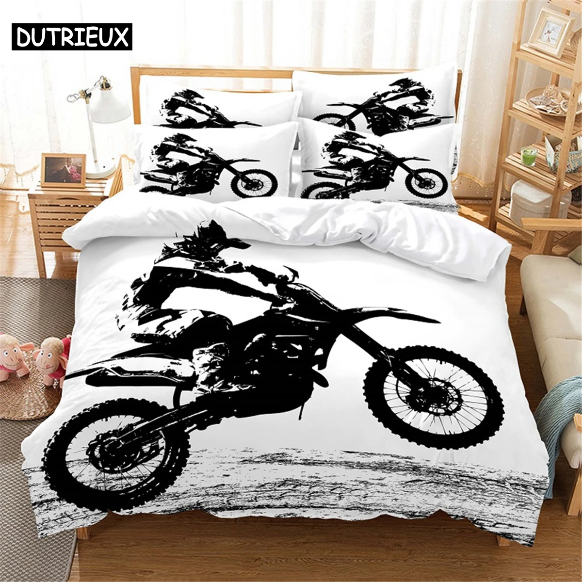 

3D Moto Bedding Set Queen Bedding Duvet Cover Set Bedding Set Bed Cover Queen Bedroom Bed Cover Set Bed Set Bedding