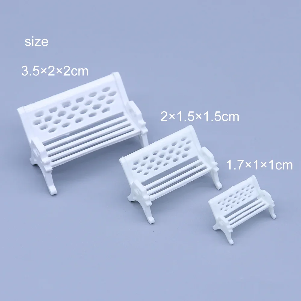

5pcs Miniature Garden Chairs Model ABS Plastic Park Bench Toys Architecture Building Landscape Diy Making for Diorama