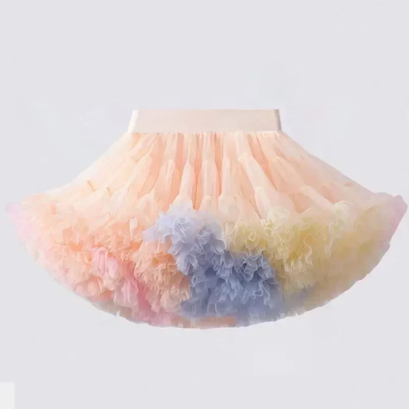 New Girls Tutu Skirt Children Fluffy Tulle Pettiskirt for Baby Girl Dance Party Tulle Princess Ballet Children Clothes B023