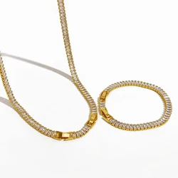 Peri'sBox Luxury Square Full Cubic Zirconia Necklace Bling Bling Cz Crystal Tennis Chain Necklaces for Women Jewelry 2022