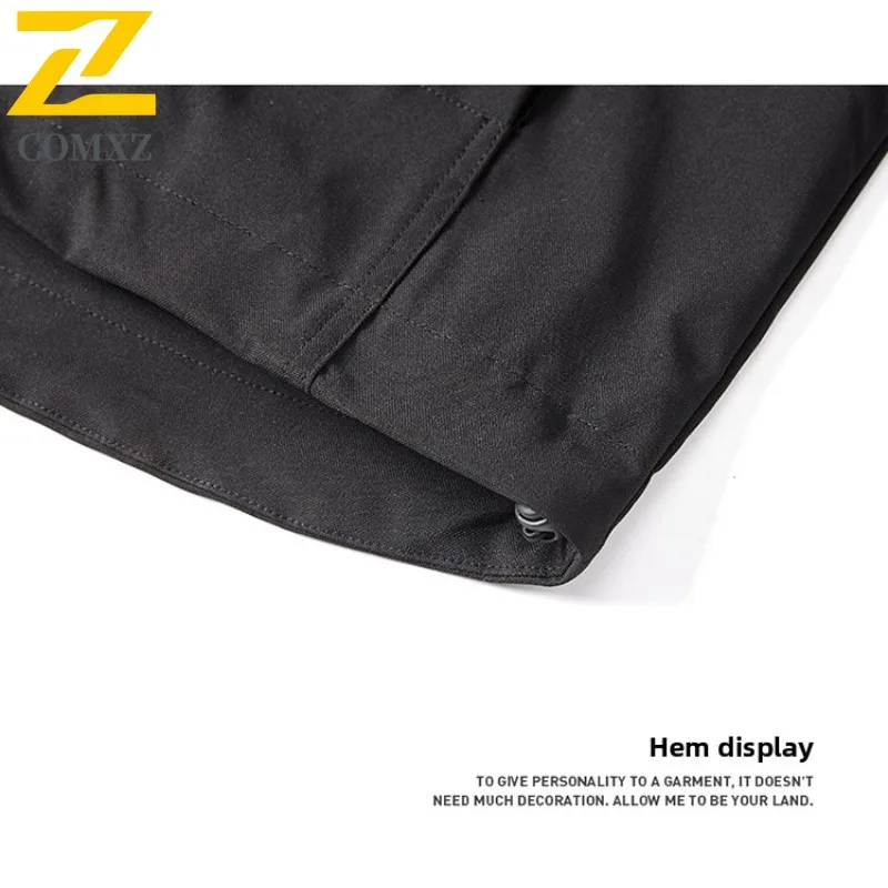 سترة COMXZ للرجال خفيفة الوزن وبسيطة للسفر في الهواء الطلق ومضادة للرياح للدراجات النارية، تصميم متعدد الاستخدامات بقلنسوة، ملابس مريحة للخريف #6