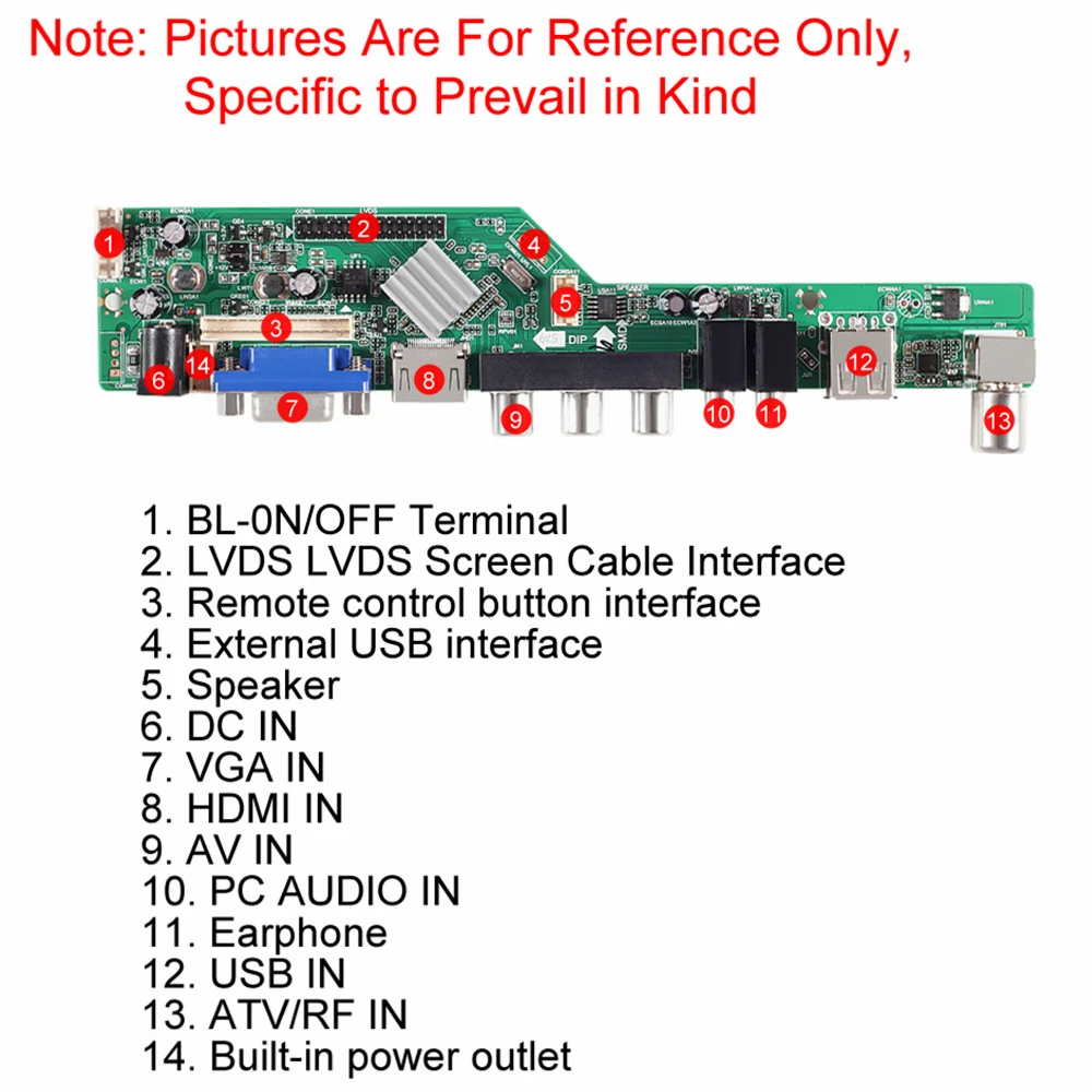 Novo 3663 ds. d3663lua.a81 universal lcd tv controlador driver placa de sinal digital DVB-C DVB-T2 dvb-t russo usb jogar preto v53