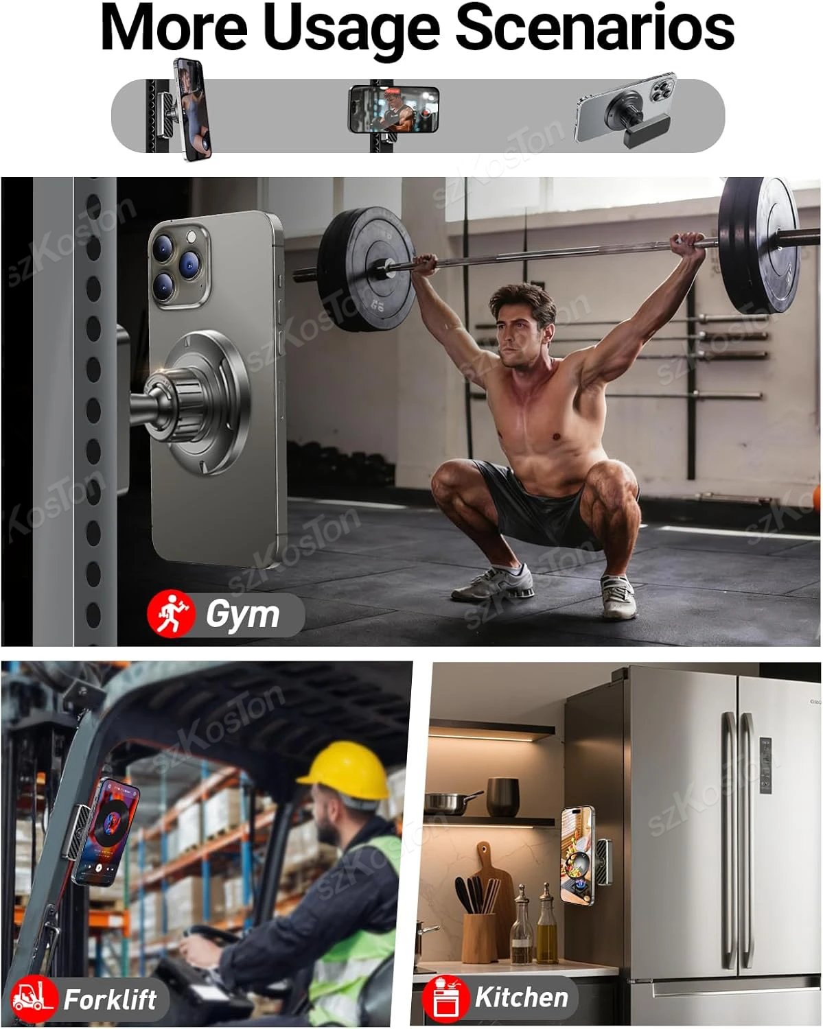 Supporto per telefono con base magnetica bifacciale per registrazione di allenamento in palestra per carrello da golf 360 °   Rotazione compatibile con la serie iPhone17-12