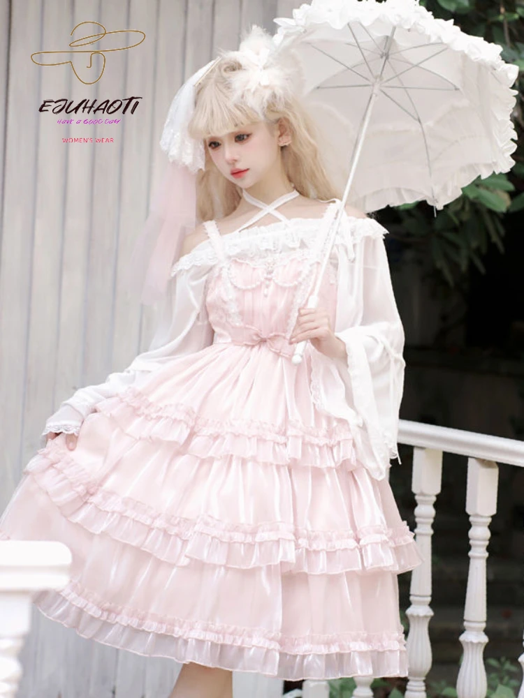 

Star Yarn Love Song Lolita Dress Authentic Original JSK Three Section Cake Dress Solid Color Lolita Sling Skirt Free Shipping