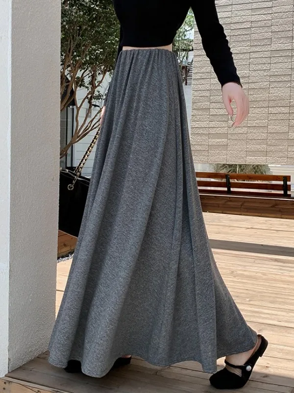 

Повседневная женская юбка миди А-силуэта с высокой талией, эластичным поясом, свободного кроя, для работы и отдыха, весна-осень, новинка