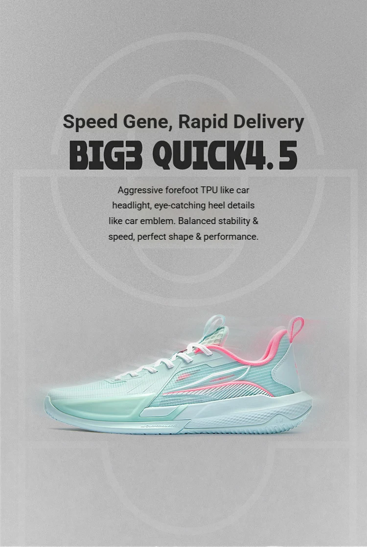 361 Degrees BIG3 QUICK 4.5 Men Basketball Shoes Stable Comfort Wear-resistant Elastic Light Breathable Male Sneakers 672621102