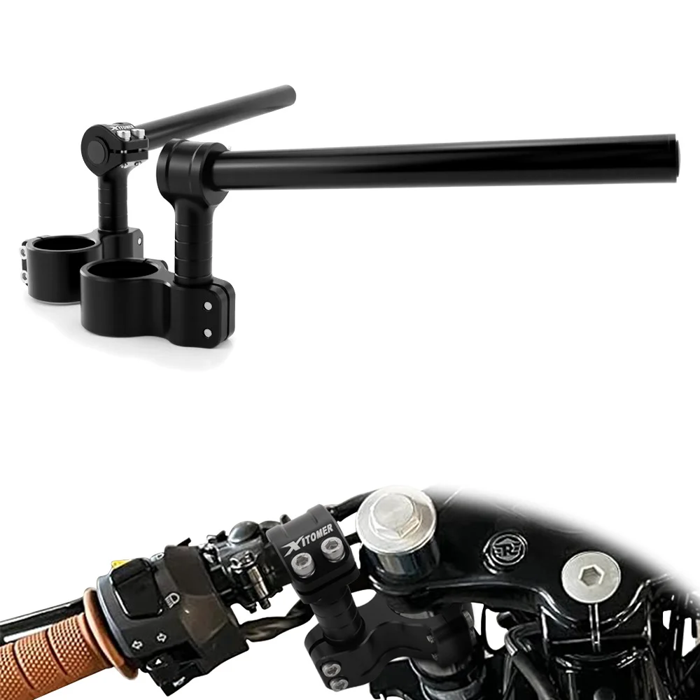 Fit For 43mm 50mm Adjustable Clip-On Handlebars  Fully Movable Stunt Risers Steering Track Motorcycle Clip-Ons with Stunt