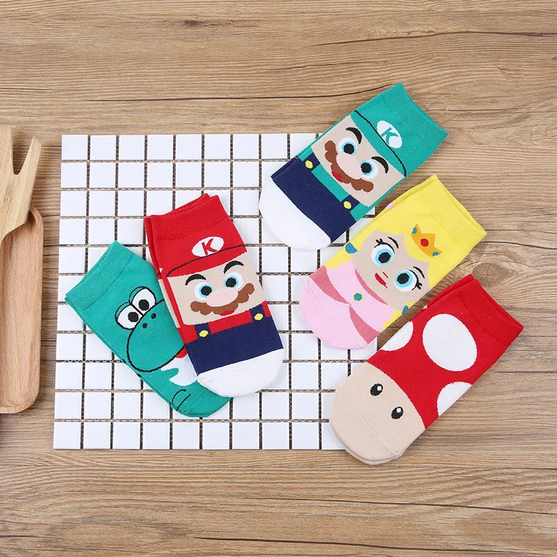 

Super Mario Bros Women Cute Cotton Boat Socks Princess Peach Cartoon Character Pattern Sock Summer Comfortable Birthday Gifts