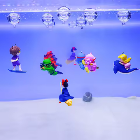 Funny Aquarium Pendant Fish Tanks Decor Cartoon Diver Simulated Floating Mermaid Fish Tank Decoration Aquarium Accessories