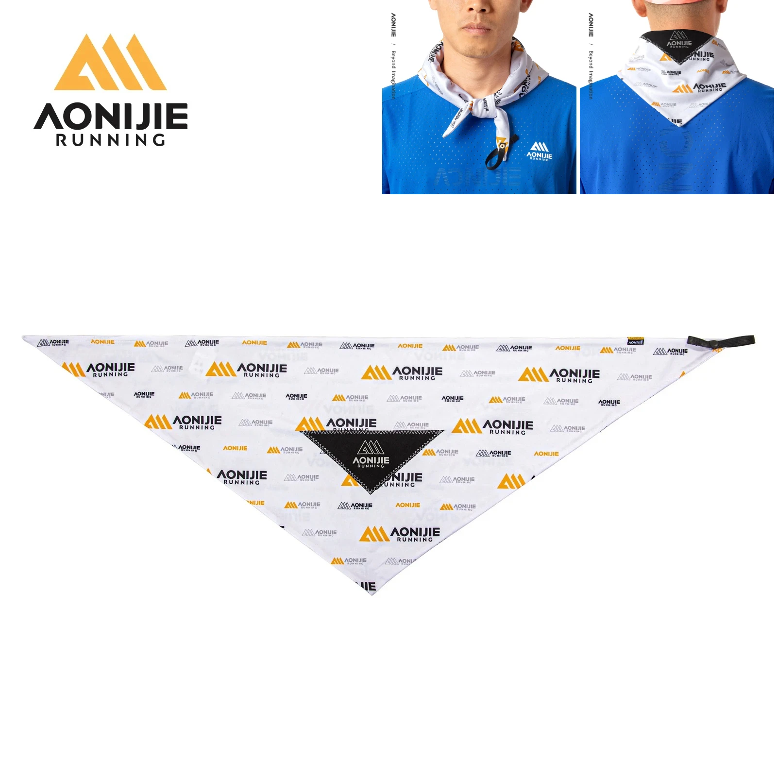 AONIJIE E4427 منشفة ثلج رياضية سريعة الجفاف للرقبة للحماية من الشمس منشفة مثلثة للجري كيس ثلج مع مكعبات ثلج للتبريد