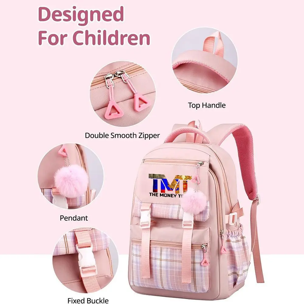 TMT The Money Team Print Backpack, Casual Travel Rucksack, Adjustable Straps, Lightweight College Backpack