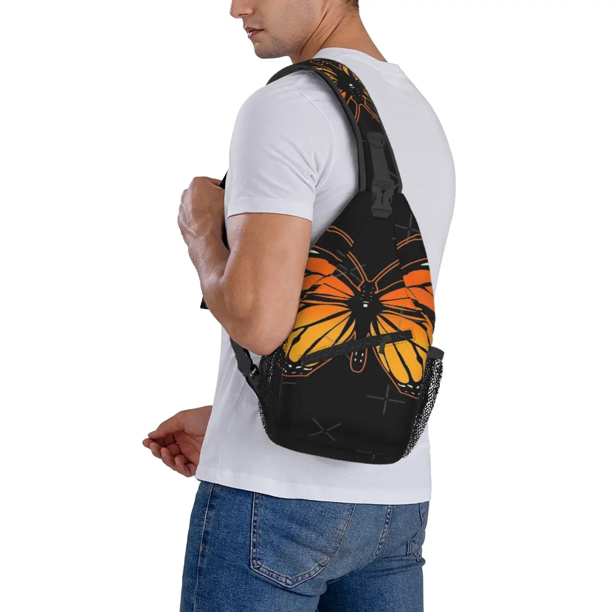 Monarch Butterfly Chest Bag, Tecido De Poliéster Na Moda, Nice Daily Gift, Customizável