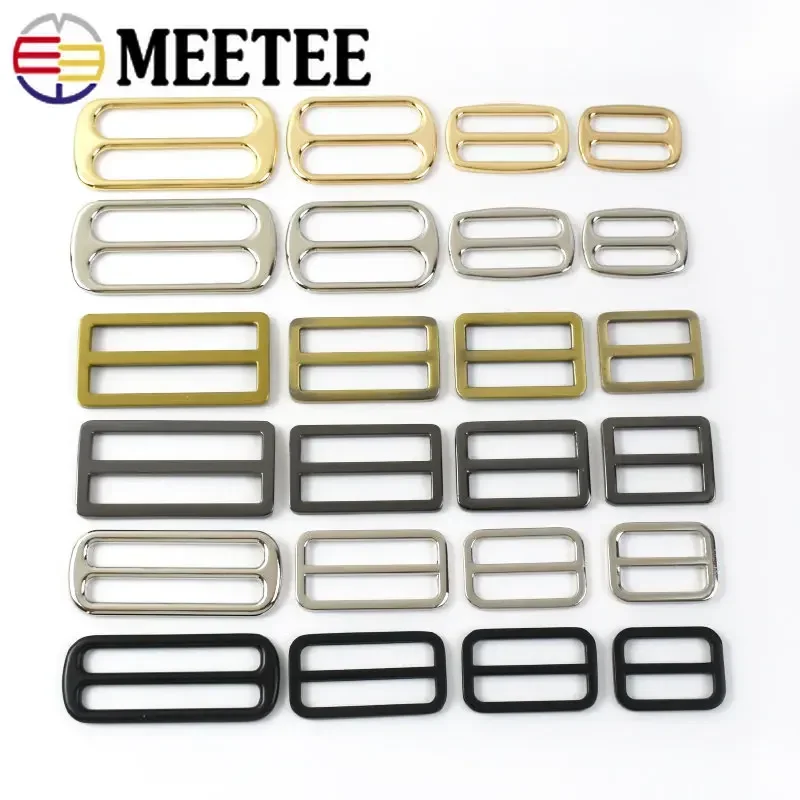 20Pcs Metal Rectangle Tri-glide Buckle 20-50mm Adjustable Clasp Bag Strap Connector Carabiner Webbing Hook Hardware Accessories