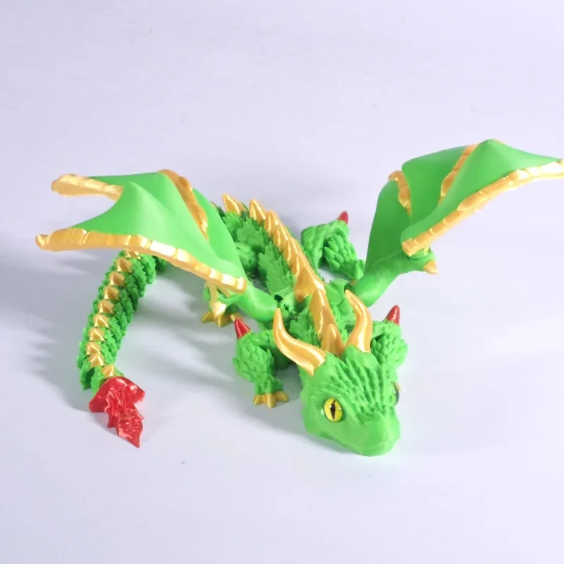 3D-Druck Chinesischer Loong Crystal Dragon Viper Flexible bewegliche Handwerksornamente Desktop-Dekoration Figuren Statue Geschenke