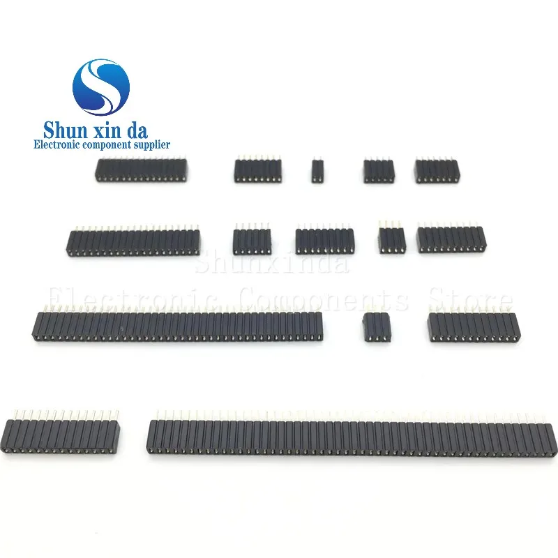 20 SZT. Czarny jednorzędowy żeński złącze listwowe 1,27 mm 2-50P 2P 3P 4P 5P 6P 7P 8P 9P 10P 12P 14P 15P 16P 20P 40P 50P Pin PCB JST