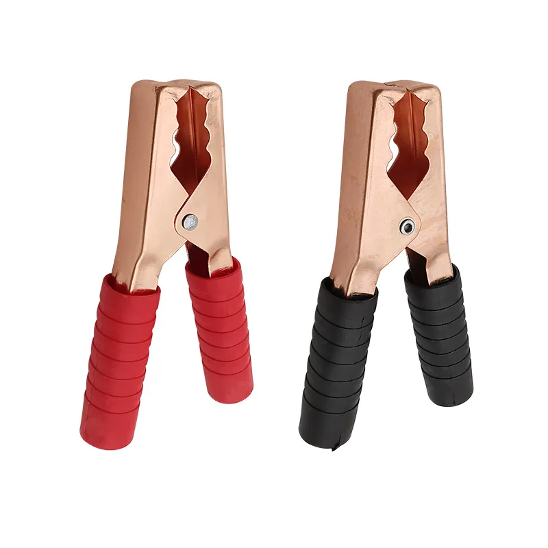 1Pair 200A Alligator Clip with Red Black Plastic Sheath Car Battery Test Crocodile Clamp Clips Length 14CM