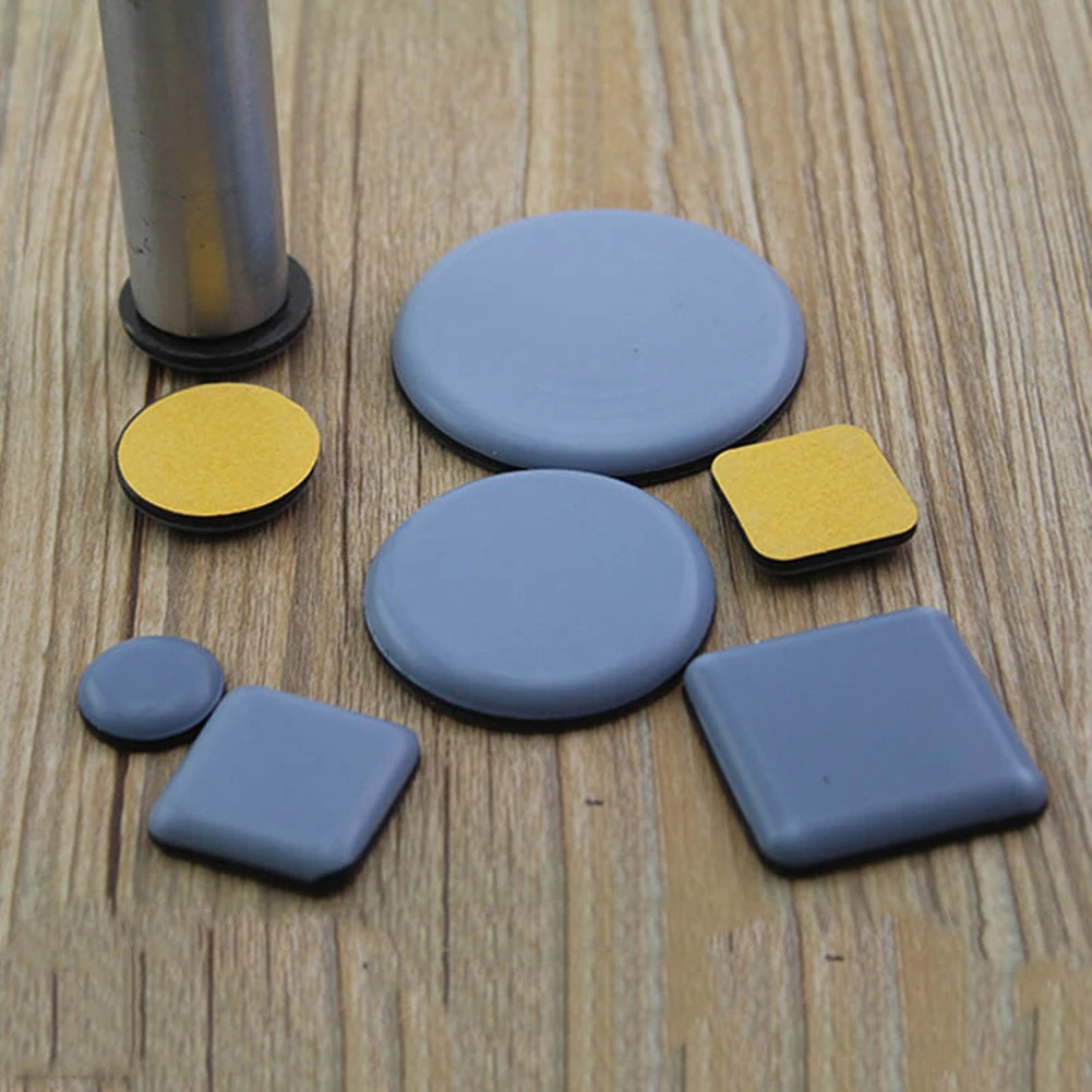 PTFE Furniture Sliders 24-Pack with Dual Shape Design 12 Square 20x20mm and 12 Round 20mm for Broad Floor Compatibility