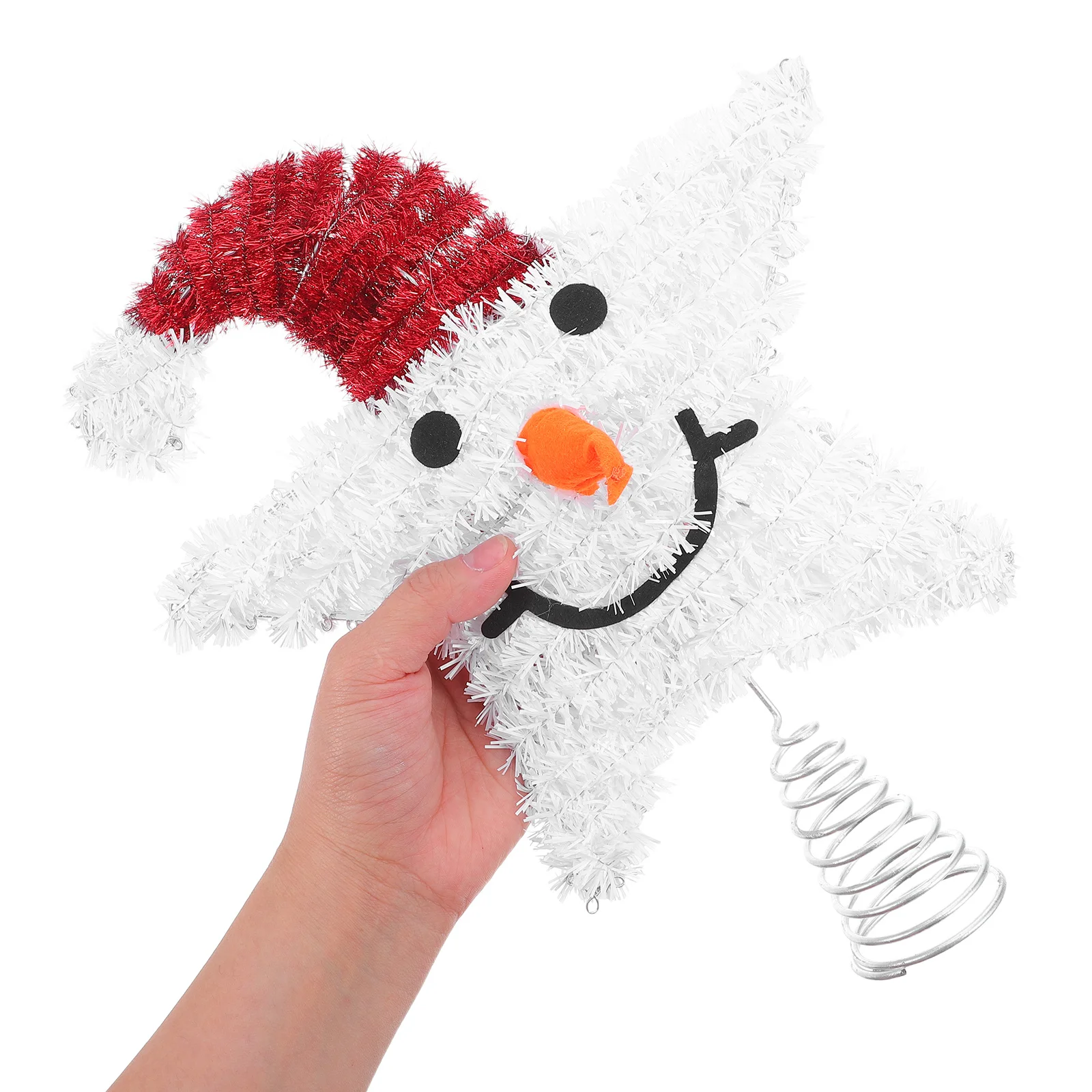 

Snowman Star Tree Topper Christmas Tree Decoration Holiday Winter Party Decor Supplies 3D Glittered Treetop Ornament