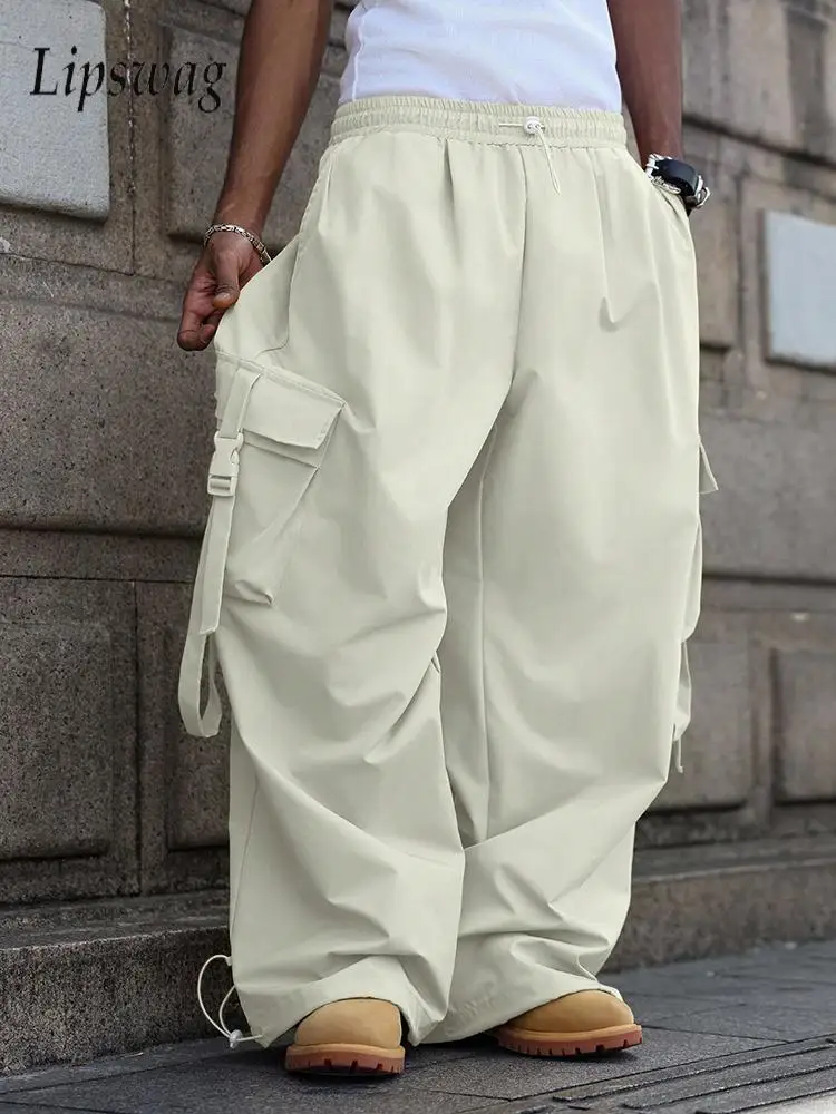 

Streetwear Mens Casual Cargo Pants Stylish Solid Color Loose Straight Pants Spring Autumn Men's Fashionable Multi Pocket Pants