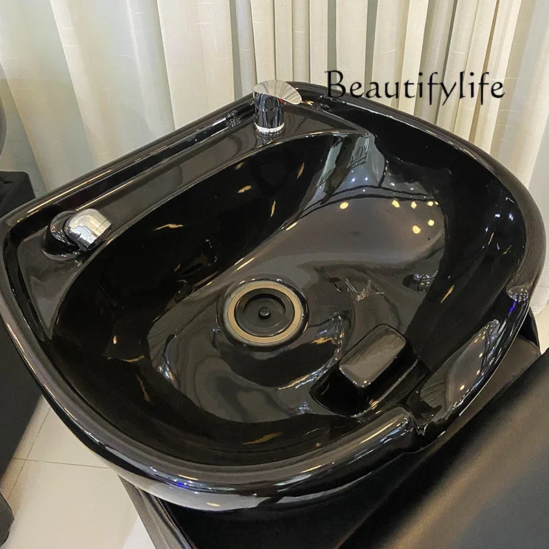 cadeira de salão de beleza Shampoo bed Barber shop special semi-lying flushing  sitting bed ceramic basin hair bed