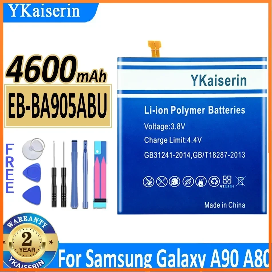 YKaiserin EB-BA905ABU Battery for Samsung Galaxy A90 A80 Mobile Phone Batteries 4600mAh Bateria Warranty 2 Years + Track Code