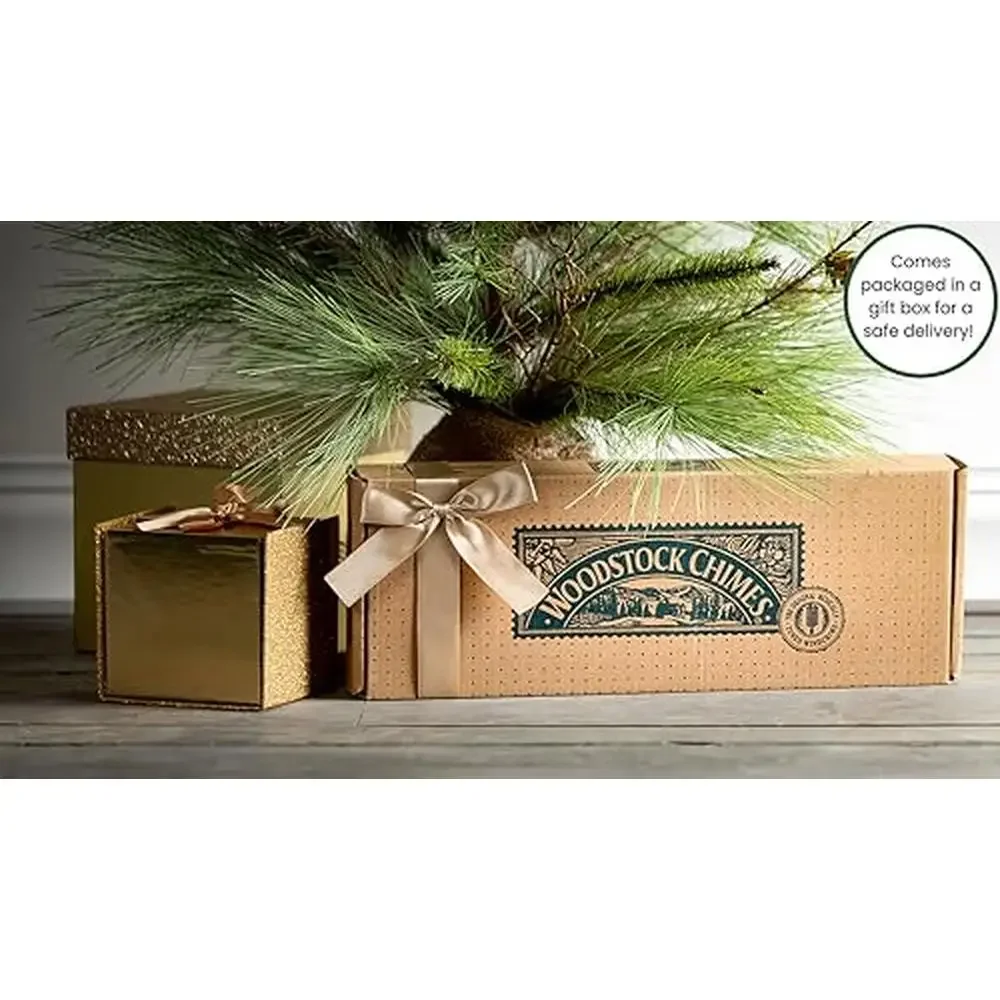 55 "الرياح الدقات في الهواء الطلق فناء حديقة ديكور لهجة عميقة ضبطت الموسيقية أنابيب الألومنيوم الفضة خشب الساج صندوق هدايا مقاوم للطقس #6