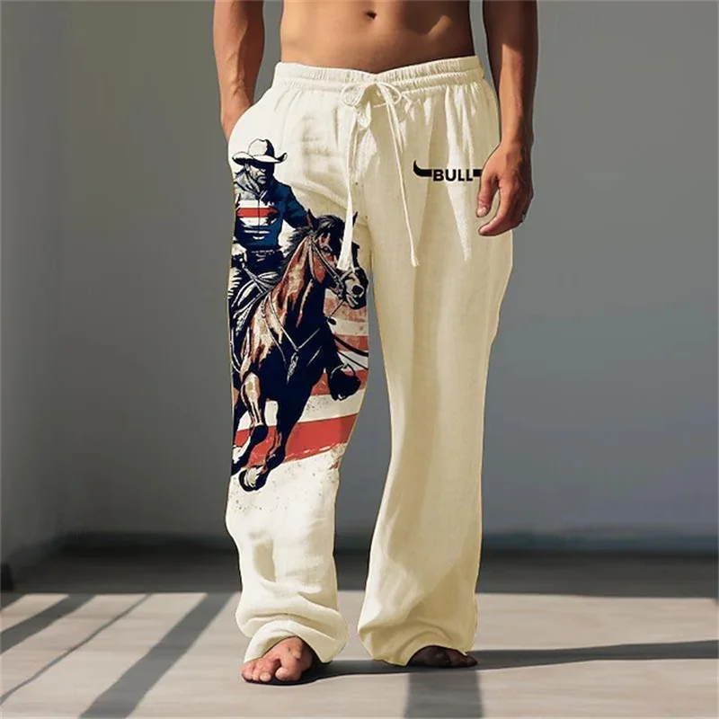 Herren-Freizeithose mit 3D-Linien-Print, entspannter Schnitt, weites Bein, lockeres Design mit Kordelzug für bequemes und atmungsaktives Tragen. – Detail 17