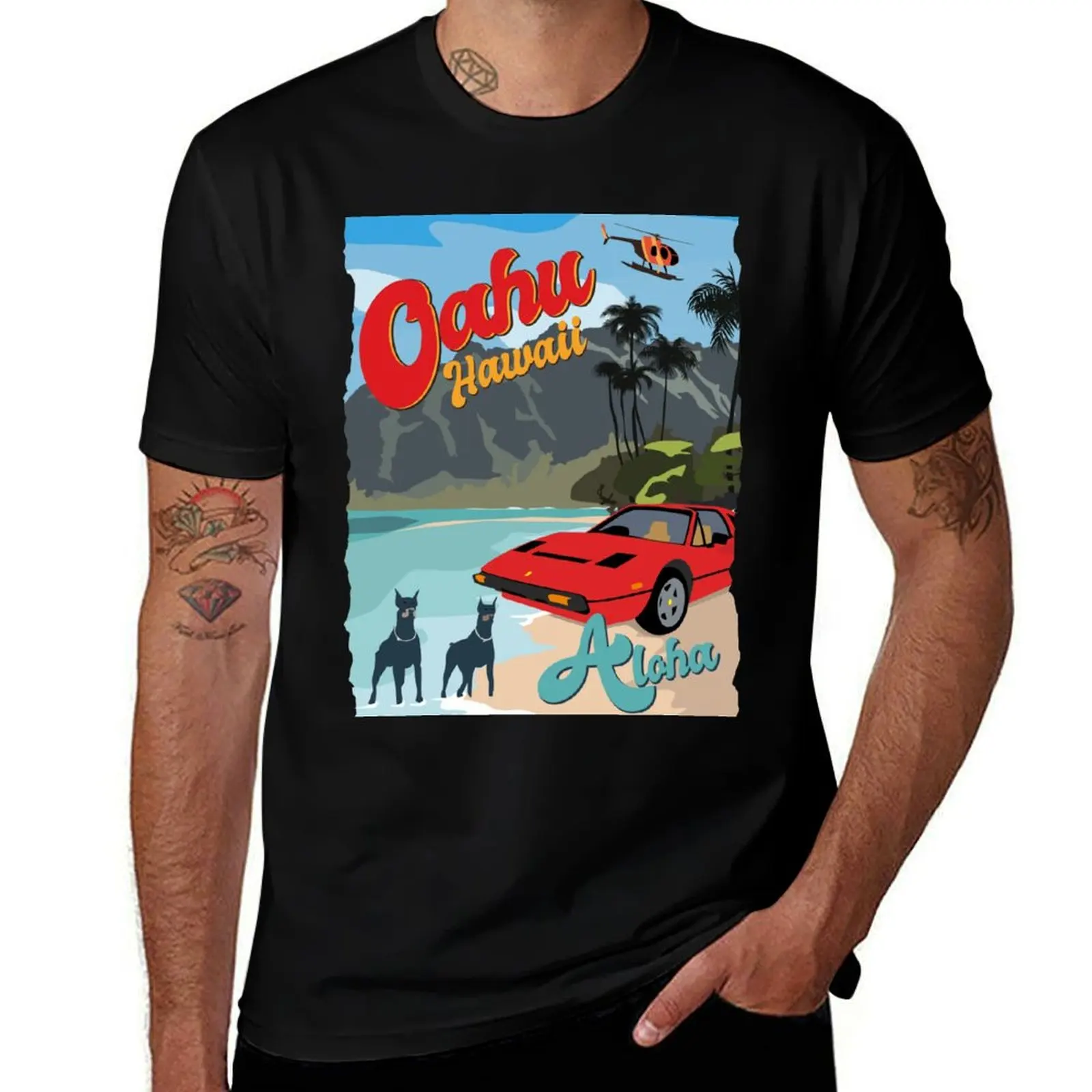 

Oahu Hawaii T-Shirt Basic Solid Color Short Sleeve Cotton Top