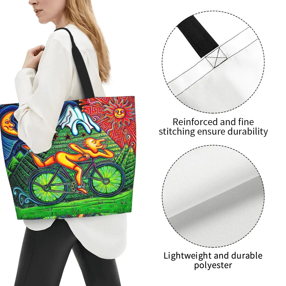 Discovery Of LSD Albert Hofmann Shopping Tote Bag Canvas Large Capacity Shoulder Bags Shopper Grocery Handbag for Women