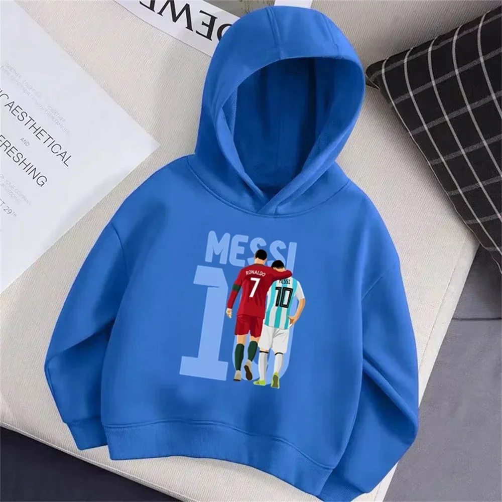 

Детская толстовка с рисунком футбольной звезды, весенняя толстовка с длинными рукавами и мультяшным принтом, повседневный топ для мальчиков и девочек