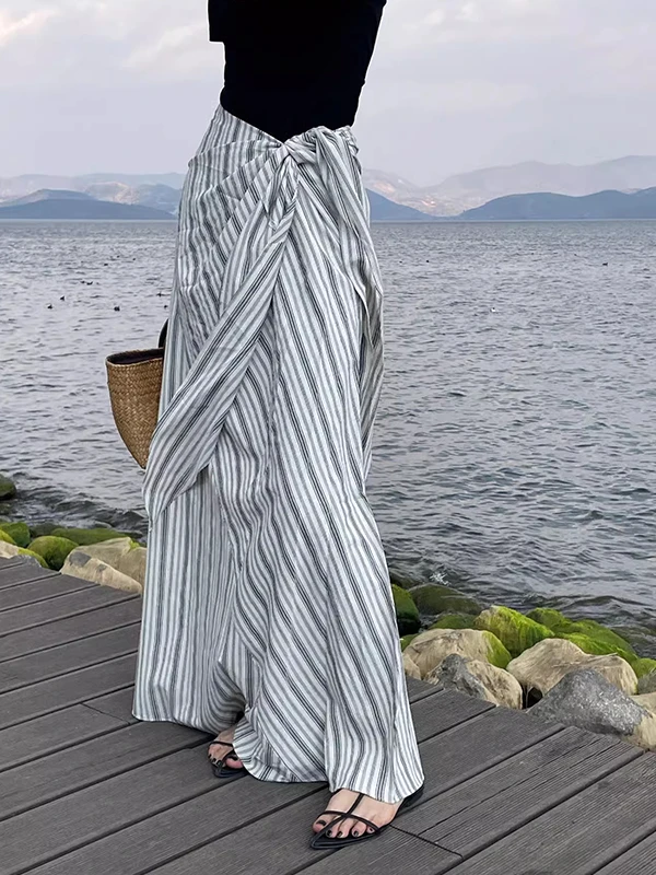 

Design Sensation Small ence Plaid f Skirt Women Spring Summer Long Elastic Waist Slim Fit Wrap around Long Skirt