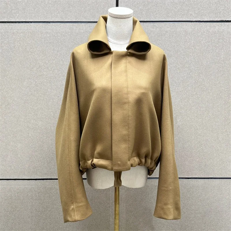 

Женская куртка Зима 2025, новинка на молнии, облегающий топ с лацканами и длинными рукавами, высококачественное шерстяное пальто, женское пальто y2k, повседневная верхняя одежда