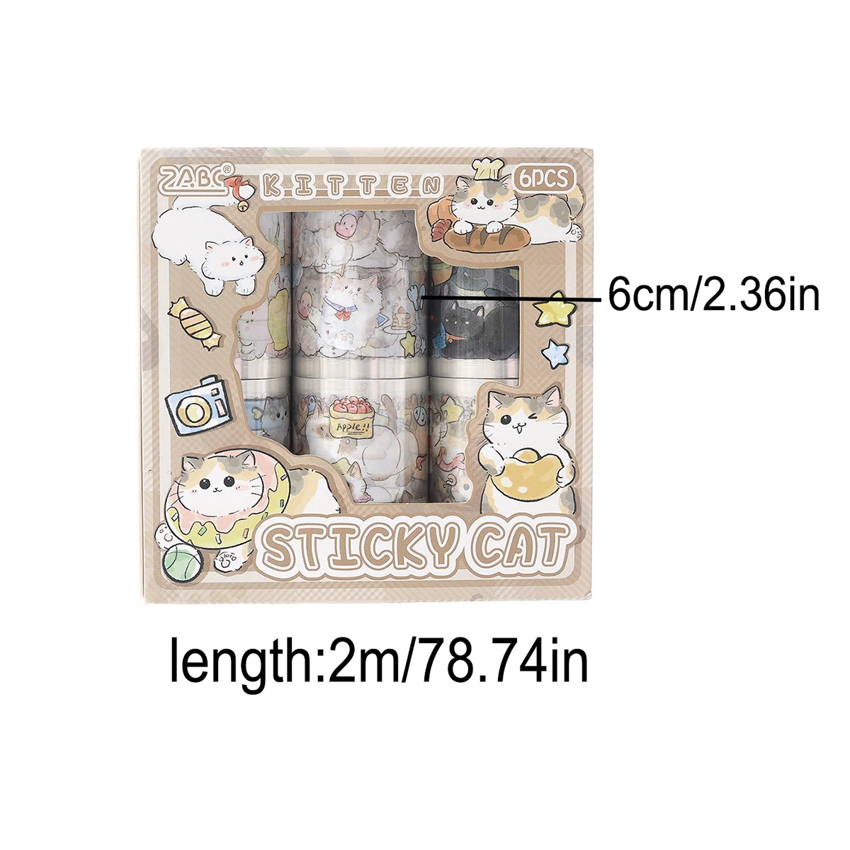 6 ロール/ボックス、DIY スクラップブッキングや文具装飾用のクリエイティブな動物パターンステッカーセット、ファッション装飾用品