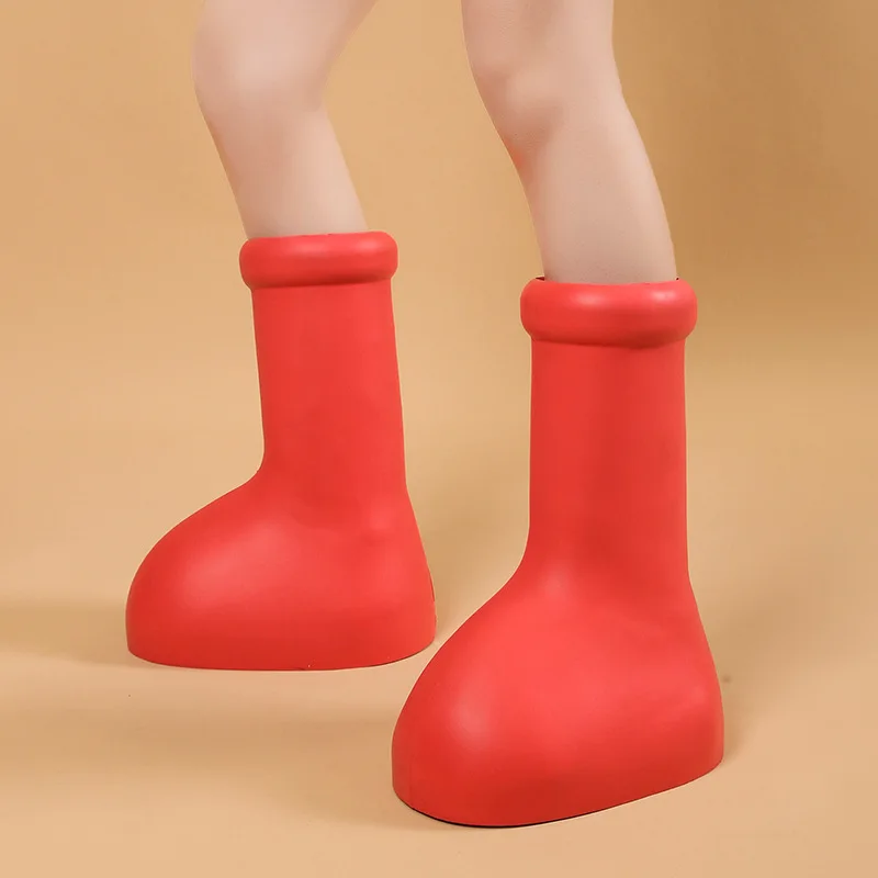 Summer New High Barrel Shoes Thick Sole Round Toe Fashion Trendy Outsider Waterproof Rain Boots Parent-child Big Red Boots