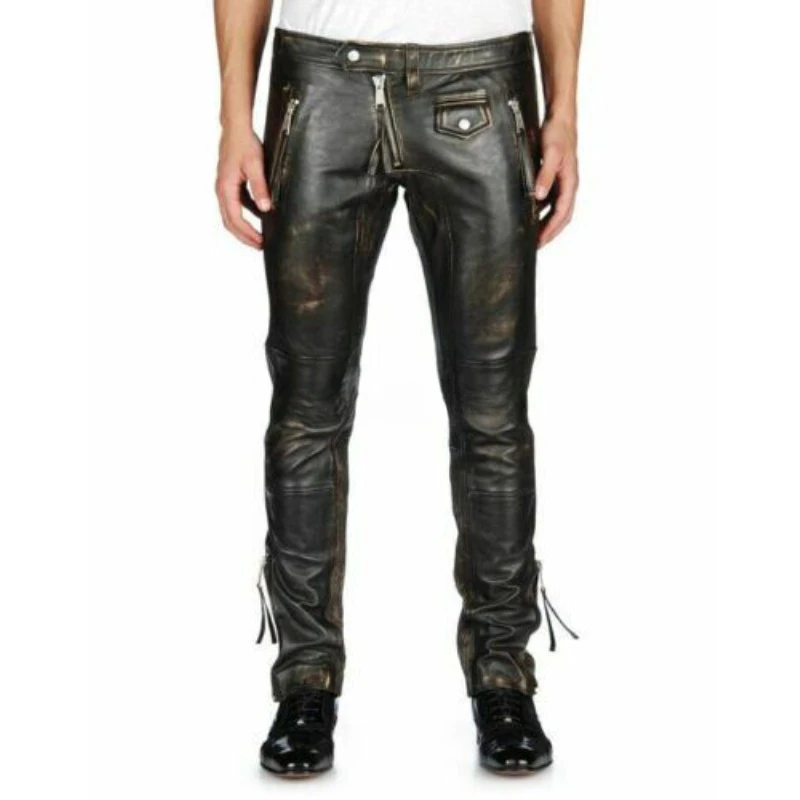 

Men's Motorcycle Sheepskin Leather Pants Fashion Pants Fashion Trend