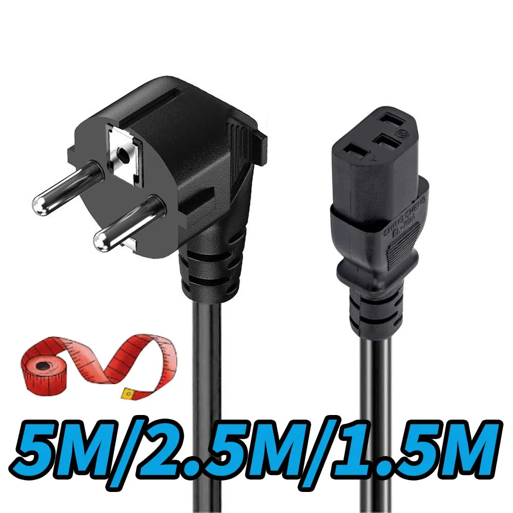 EU Power Cord 3-Prong EU Plug to C13 Power Extension Cable 5M/2.5M/1.5M EU Mains Power Cord EU Schuko to IEC-320 C13 Power Cord