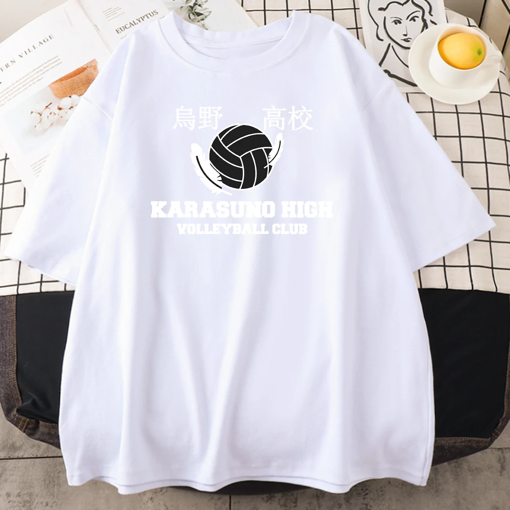 Haikyuu Karasuno High School Printed Woman T-shirt Street Casual Sport Oversized Clothing Style Comfortable Men Streetwear