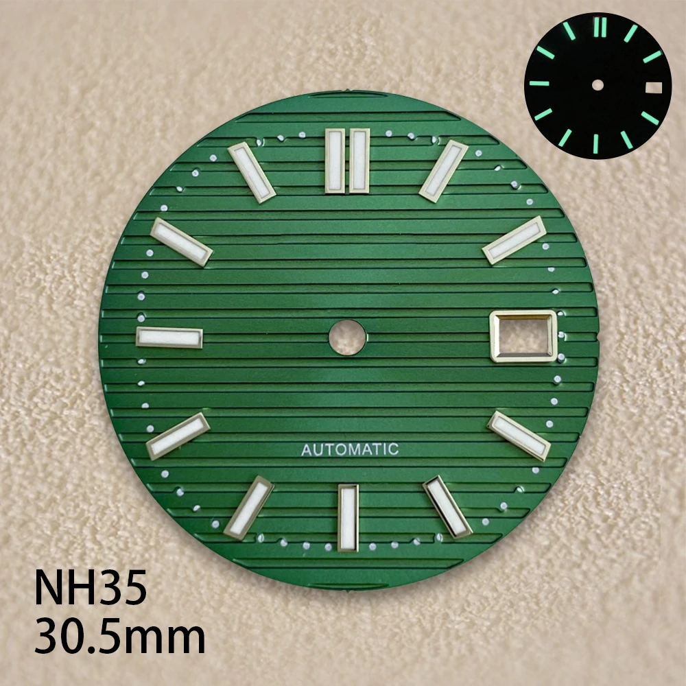 30.5mm s logotipo dial caber nh35/nh36/4r/7s movimento automático japonês verde luminoso acessórios de modificação de relógio de alta qualidade