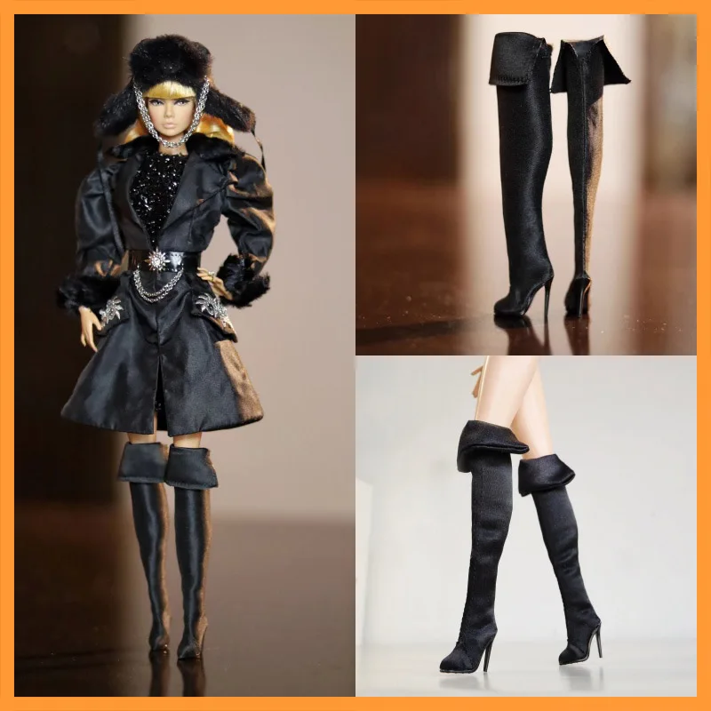 

In Stock 1/6 Scale Black Sexy Boots With Half Flip Female Soldiers High Heels Fit BFMC ST Action Figure Model Toys Doll