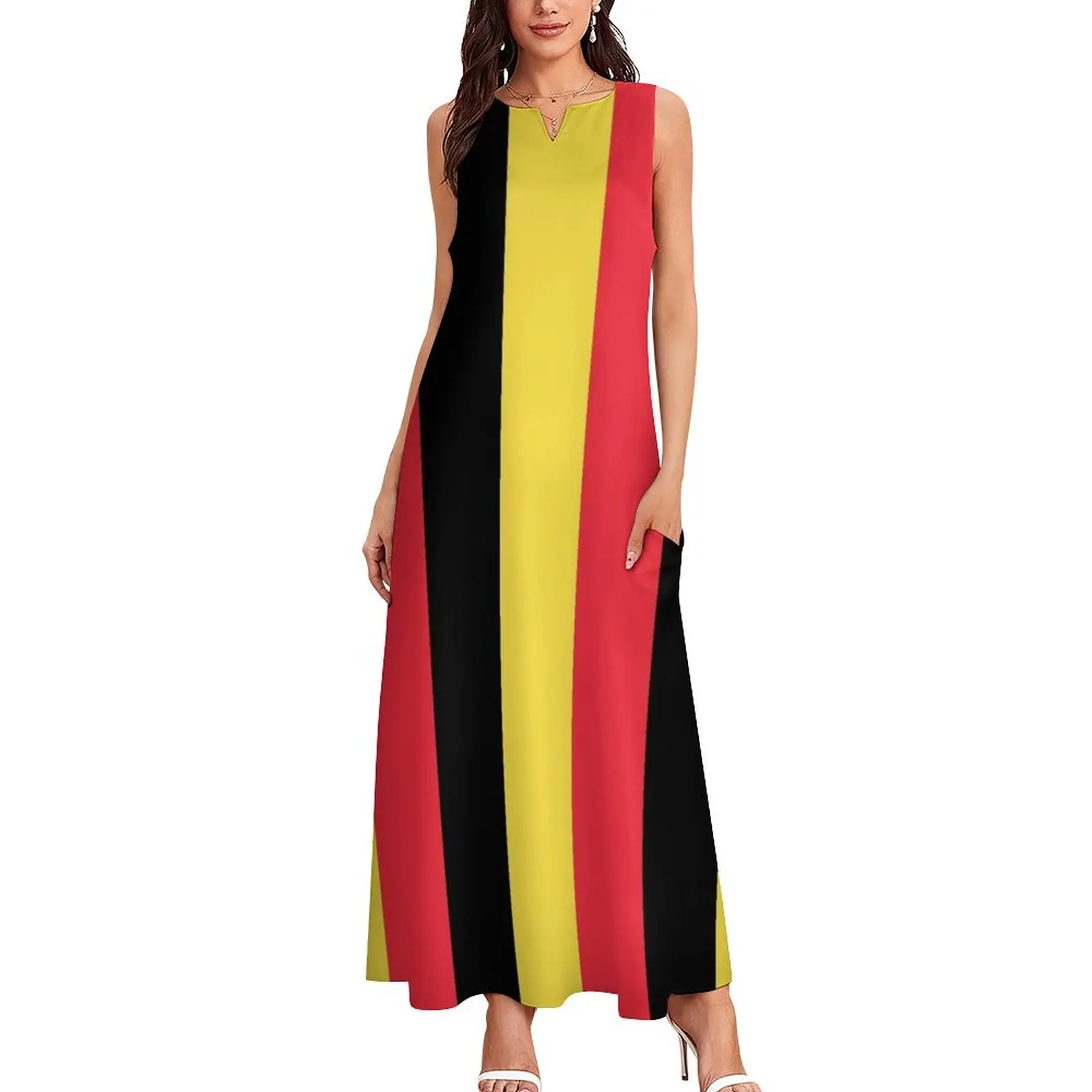 Belgium Flag Long Dress summer clothes elegant dresses for women summer dress woman 2025 dresses with long sleeves