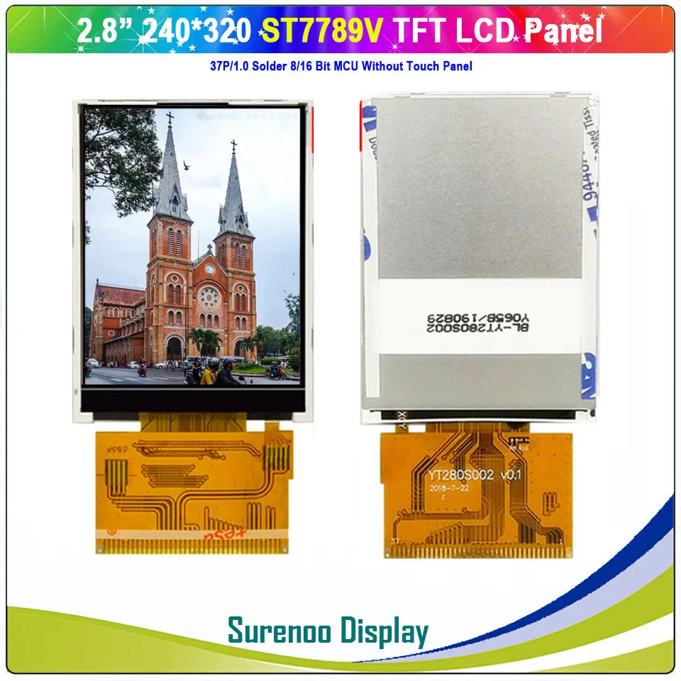 Imagem -04 - Polegadas 240*320 37p 1.0 16 Bit Paralelo Mcu Tft Lcd Módulo Display Tela Lcm Ili9341 w Painel de Toque Resistive 2.8