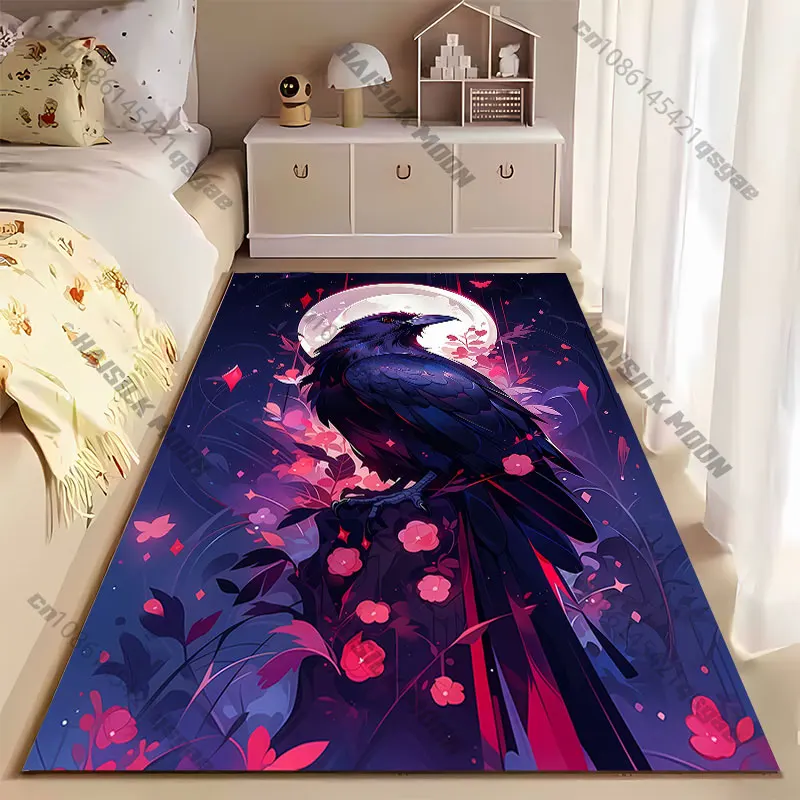 Raven moonlight flowers mystery carpet Yoga living room room decor children's crawling mat doormat area rug games mat