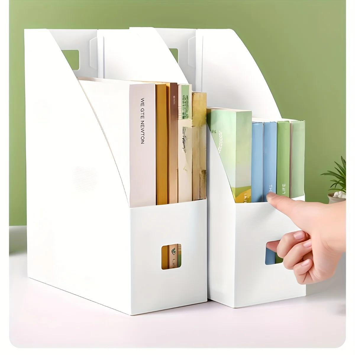2PCS Multi-Function Magazine Holder File Organizers - White, Lightweight & Portable for Home Office Use, Document JJ1665