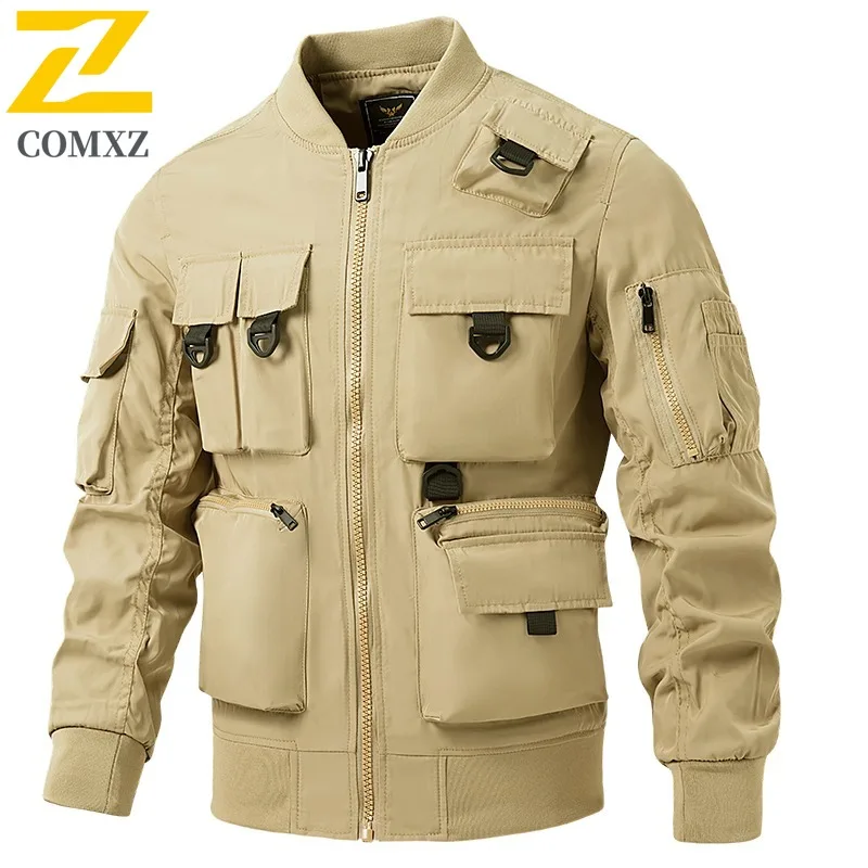 

COMXZ Casual Baseball Collar Men Jacket Outdoor Biking Wind Resistant Motorcycle Coat High End Urban Style Autumn New Apparel