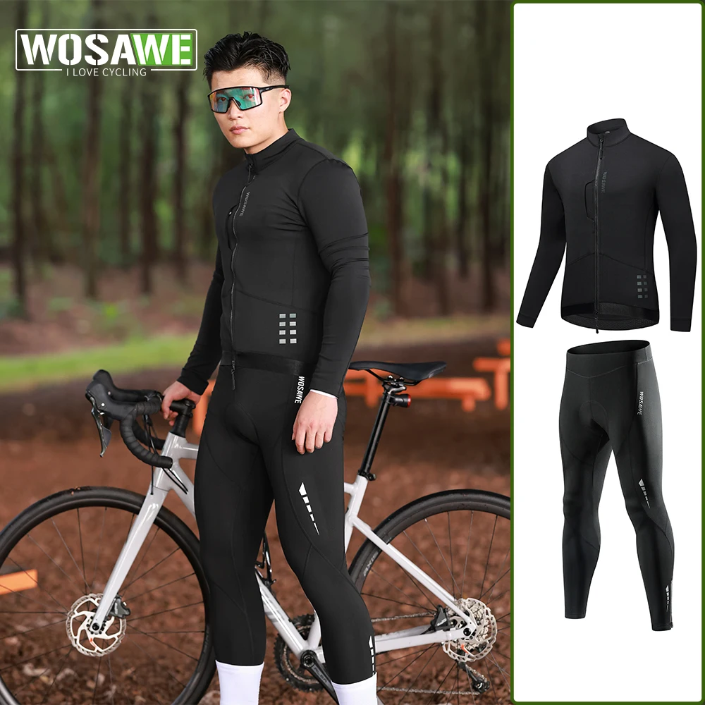 

WOSAWE 2025 Winter Fleece Men's Long Sleeve Jersey Autumn Thermal Cycling Suit Ropa Ciclismo Riding Jacket with YKK Zipper